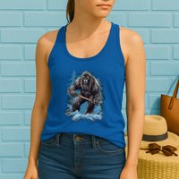 Bigfoot Playing Ice Hockey Funny Sasquatch Hockey Stick Funny Gift Womens Tank Top