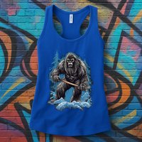 Bigfoot Playing Ice Hockey Funny Sasquatch Hockey Stick Funny Gift Womens Tank Top