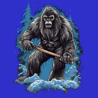 Bigfoot Playing Ice Hockey Funny Sasquatch Hockey Stick Funny Gift Zip Tote Bag