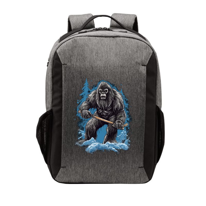 Bigfoot Playing Ice Hockey Funny Sasquatch Hockey Stick Funny Gift Vector Backpack