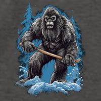 Bigfoot Playing Ice Hockey Funny Sasquatch Hockey Stick Funny Gift Vector Backpack
