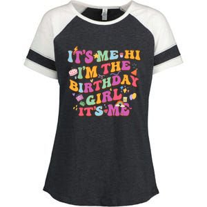 Birthday Party Its Me Hi Im The Birthday Girl Its Me Enza Ladies Jersey Colorblock Tee