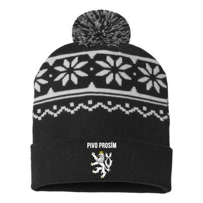 Beer Please In Czech Funny Czech Republic Souvenir USA-Made Snowflake Beanie