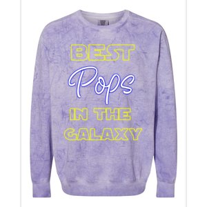 Best Pops In The Galaxy Grandfather American Grandpa Gift Colorblast Crewneck Sweatshirt