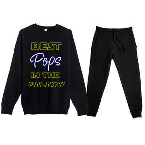 Best Pops In The Galaxy Grandfather American Grandpa Gift Premium Crewneck Sweatsuit Set