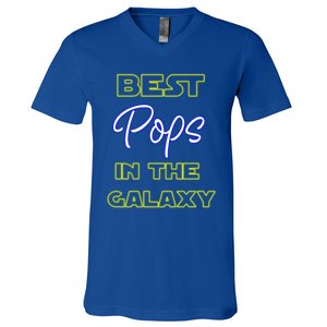 Best Pops In The Galaxy Grandfather American Grandpa Gift V-Neck T-Shirt