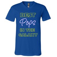 Best Pops In The Galaxy Grandfather American Grandpa Gift V-Neck T-Shirt