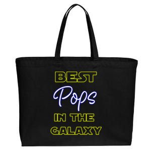 Best Pops In The Galaxy Grandfather American Grandpa Gift Cotton Canvas Jumbo Tote