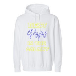 Best Pops In The Galaxy Grandfather American Grandpa Gift Garment-Dyed Fleece Hoodie