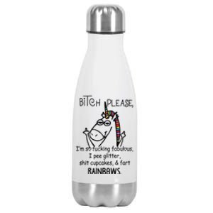 Bitch Please Im So Fucking Fabulous Funny Cool Unicorn Stainless Steel Insulated Water Bottle