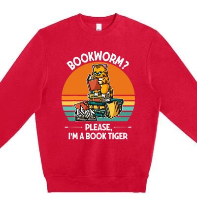 Bookworm Please IM A Book Tiger Premium Crewneck Sweatshirt