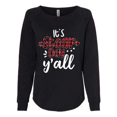 Buffalo Plaid It's Staar Day Y'all Teacher Exam Testing Day Cute Gift Womens California Wash Sweatshirt