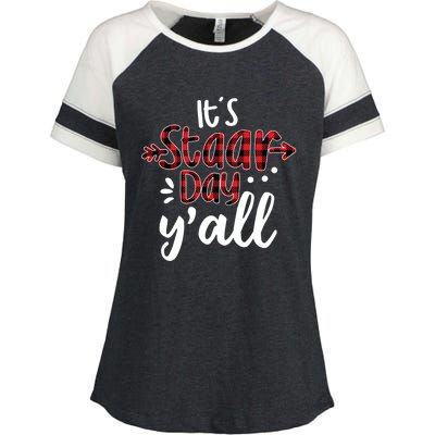 Buffalo Plaid It's Staar Day Y'all Teacher Exam Testing Day Cute Gift Enza Ladies Jersey Colorblock Tee