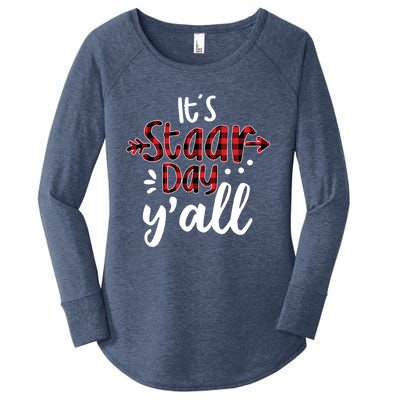 Buffalo Plaid It's Staar Day Y'all Teacher Exam Testing Day Cute Gift Women's Perfect Tri Tunic Long Sleeve Shirt