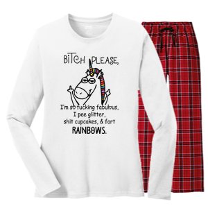 Bitch Please IM So Fucking Fabulous Funny Unicorn Women's Long Sleeve Flannel Pajama Set 