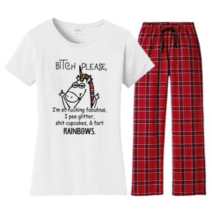 Bitch Please IM So Fucking Fabulous Funny Unicorn Women's Flannel Pajama Set