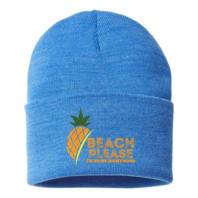 Beach Please I'm On My Honeymoon Suitable For The Beach Gift Sustainable Knit Beanie