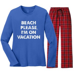 Beach Please I'm On Vacation Gift Women's Long Sleeve Flannel Pajama Set 