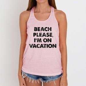 Beach Please I'm On Vacation Gift Women's Knotted Racerback Tank