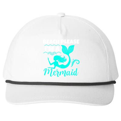 Beach Please I'm A Mermaid Cute Mermaid Great Gift Snapback Five-Panel Rope Hat