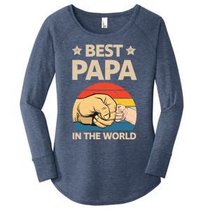 Best Papa In The World Father Gift Women's Perfect Tri Tunic Long Sleeve Shirt