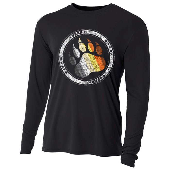 Bear Paw In Colors Of Bear Community Gay P.R.I.D.E Bear Cooling Performance Long Sleeve Crew