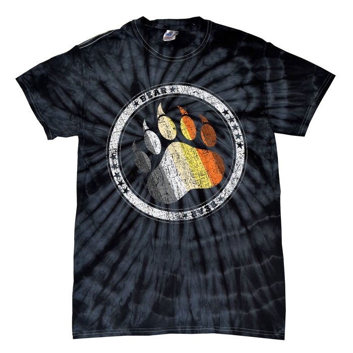 Bear Paw In Colors Of Bear Community Gay P.R.I.D.E Bear Tie-Dye T-Shirt