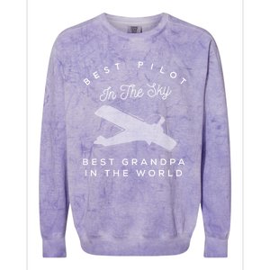 Best Pilot In The Sky Grandpa Granddaughter Gift Colorblast Crewneck Sweatshirt