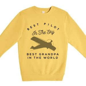 Best Pilot In The Sky Grandpa Granddaughter Gift Premium Crewneck Sweatshirt