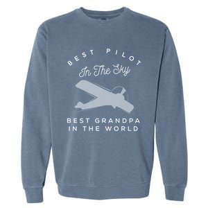 Best Pilot In The Sky Grandpa Granddaughter Gift Garment-Dyed Sweatshirt