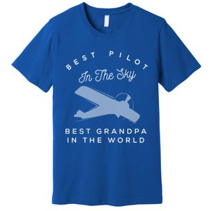 Best Pilot In The Sky Grandpa Granddaughter Gift Premium T-Shirt