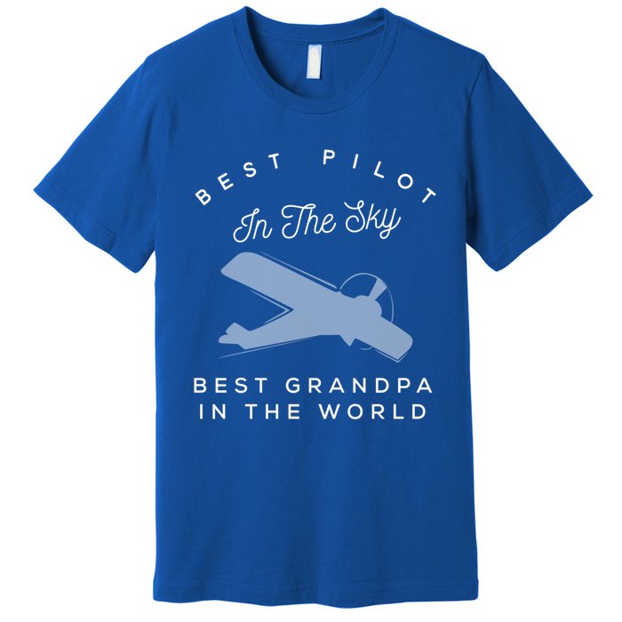 Best Pilot In The Sky Grandpa Granddaughter Gift Premium T-Shirt