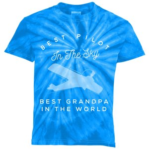 Best Pilot In The Sky Grandpa Granddaughter Gift Kids Tie-Dye T-Shirt