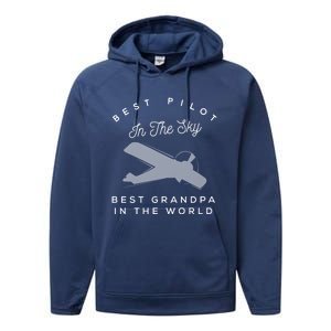 Best Pilot In The Sky Grandpa Granddaughter Gift Performance Fleece Hoodie