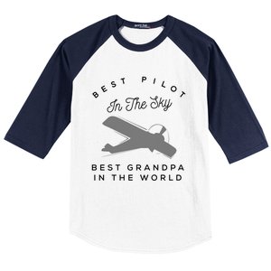 Best Pilot In The Sky Grandpa Granddaughter Gift Baseball Sleeve Shirt