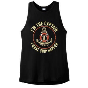 Boating Pun I'm The Captain I Make Ship Happen Funny Boating Gift Ladies PosiCharge Tri-Blend Wicking Tank