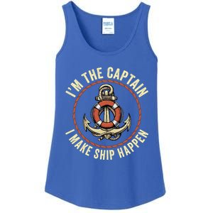 Boating Pun I'm The Captain I Make Ship Happen Funny Boating Gift Ladies Essential Tank