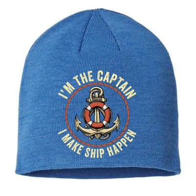 Boating Pun I'm The Captain I Make Ship Happen Funny Boating Gift Sustainable Beanie