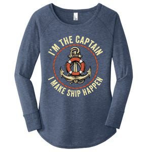 Boating Pun I'm The Captain I Make Ship Happen Funny Boating Gift Women's Perfect Tri Tunic Long Sleeve Shirt