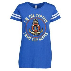 Boating Pun I'm The Captain I Make Ship Happen Funny Boating Gift Enza Ladies Jersey Football T-Shirt