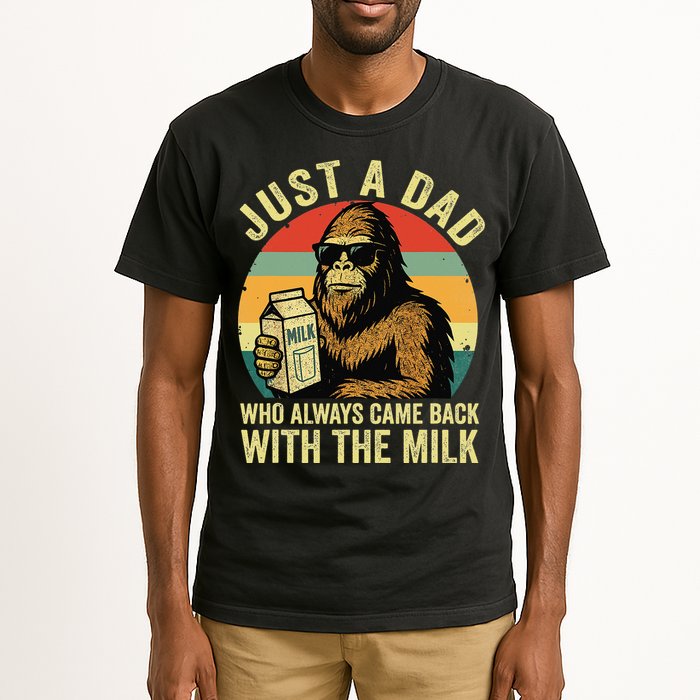 Bigfoot Papa Just A Dad Who Always Came Back With The Milk Tall T-Shirt