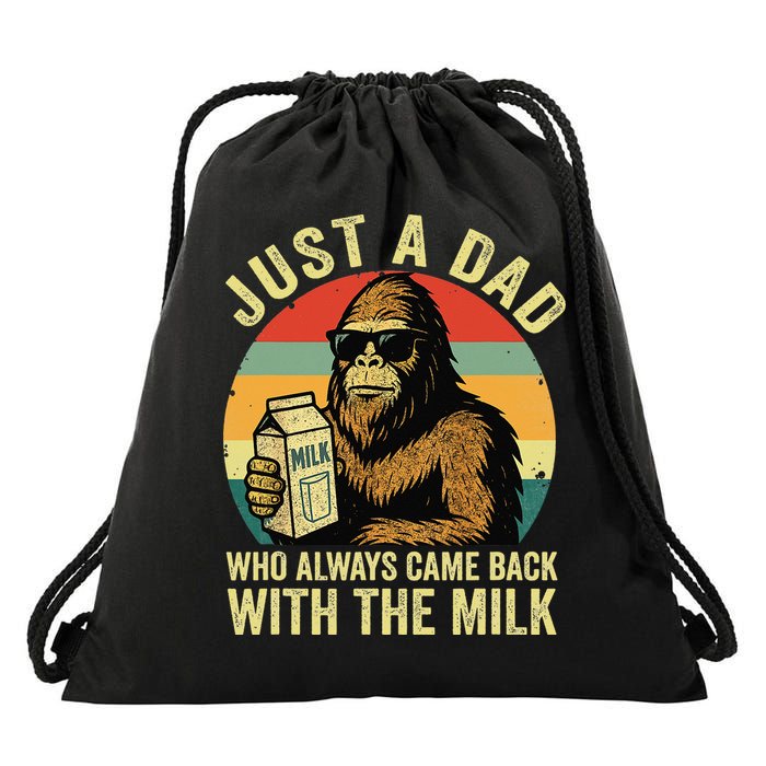 Bigfoot Papa Just A Dad Who Always Came Back With The Milk Drawstring Bag