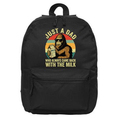 Bigfoot Papa Just A Dad Who Always Came Back With The Milk 16 in Basic Backpack