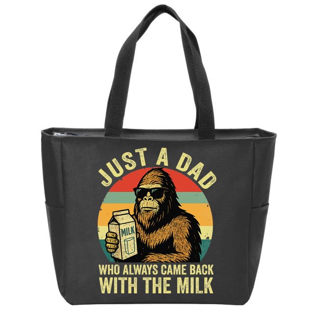Bigfoot Papa Just A Dad Who Always Came Back With The Milk Zip Tote Bag