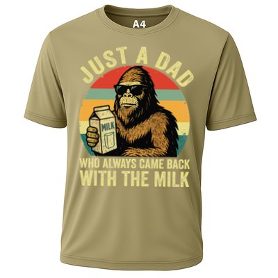 Bigfoot Papa Just A Dad Who Always Came Back With The Milk Cooling Performance Crew T-Shirt