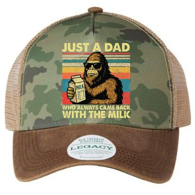 Bigfoot Papa Just A Dad Who Always Came Back With The Milk Legacy Tie Dye Trucker Hat