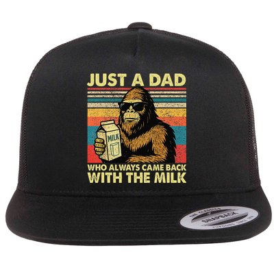 Bigfoot Papa Just A Dad Who Always Came Back With The Milk Flatbill Hat