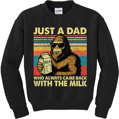 Bigfoot Papa Just A Dad Who Always Came Back With The Milk Kids Sweatshirt