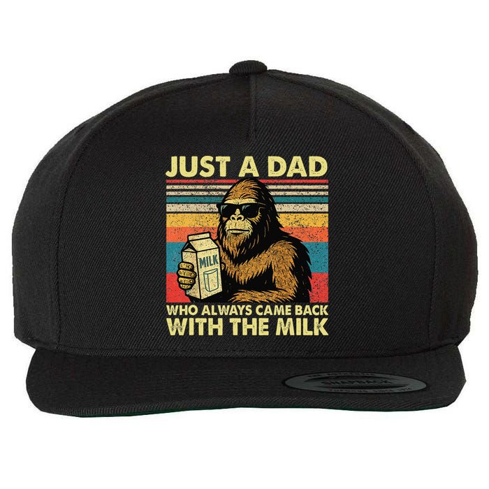 Bigfoot Papa Just A Dad Who Always Came Back With The Milk Wool Snapback Cap
