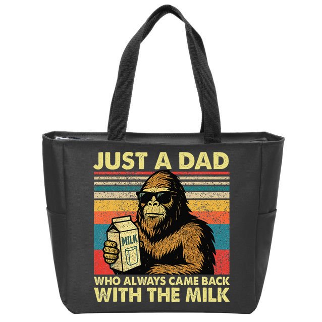 Bigfoot Papa Just A Dad Who Always Came Back With The Milk Zip Tote Bag